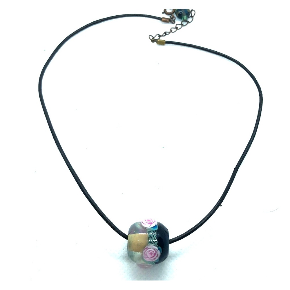Art Glass Leather String Choker/Necklace